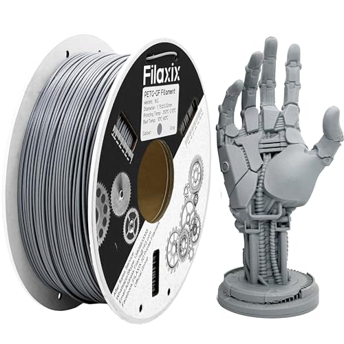 Glasfaser PETG Filament 1,75mm,Hohe Steifigkeit & Festigkeit,Ausgezeichnete Dimensionsstabilität,Witterungsbeständig & Haltbarkeit,Kompatibel mit Bambus LAB,Creality K1C,QIDI FDM 3D-Drucker,1 KG,Grau Glasfaser PETG Filament 1,75mm,Hohe Steifigkeit & Festigkeit,Ausgezeichnete Dimensionsstabilität,Witterungsbeständig & Haltbarkeit,Kompatibel mit Bambus LAB,Creality K1C,QIDI FDM 3D-Drucker,1 KG,Grau von Filaxix