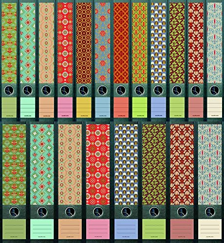 File Art - Ordnerrücken Design Etiketten - Motiv "Pattern" für 8 breite + 12 schmale Aktenordner als Kollektion FA-AJ321+322+607+608 von The Art File
