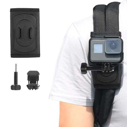 Filltown Kamera Rucksack Schultergurt Halterung, Kamerahalterung Rucksack mit Verstellbarem Schulterpolster und J-förmiger Kamera Anbringungshalterung, Action Cam Zubehör von Filltown