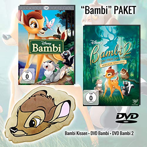 Bambi DVD (Diamond Edition) + Bambi 2 DVD (Special Edition) - Bambi Plüschkissen (33cm) von FilmFan Entertainment