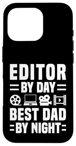 Editor By Day Best Dad By Night Fathers Day Hülle für iPhone 16 Pro von Filmemacher Film Bearbeitung Design