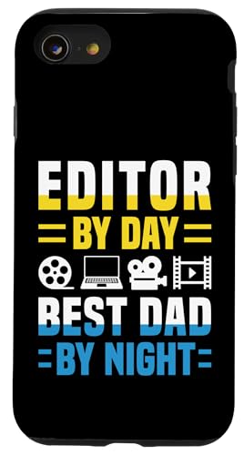 Editor By Day Best Dad By Night Fathers Day Hülle für iPhone SE (2020) / 7 / 8 von Filmemacher Film Bearbeitung Design