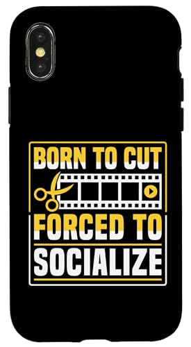 Born To Cut Forced To Socialize Editor Filmmaker Movie Hülle für iPhone X/XS von Filmemacher Film Bearbeitung Designs Idee