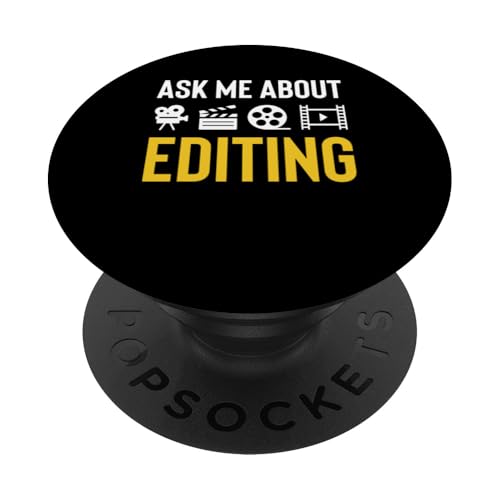 Ask Me About Editing Filmmaker Movie Editor PopSockets Klebender PopGrip von Filmemacher Film Bearbeitung Designs