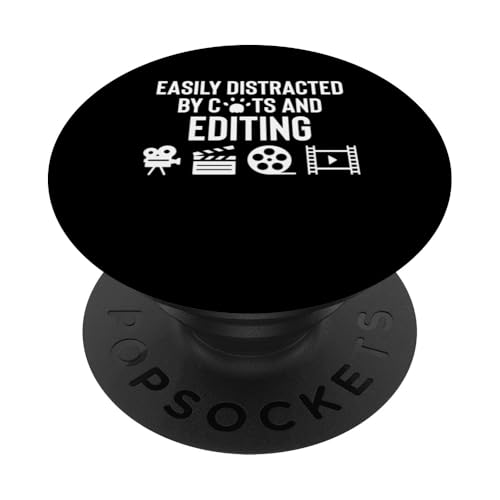 Easily Distracted By Cats And Editing Editor PopSockets Klebender PopGrip von Filmemacher Film Bearbeitung Designs