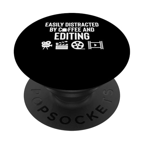 Easily Distracted By Coffee And Editing Editor PopSockets Klebender PopGrip Easily Distracted By Coffee And Editing Editor PopSockets Klebender PopGrip von Filmemacher Film Bearbeitung Designs