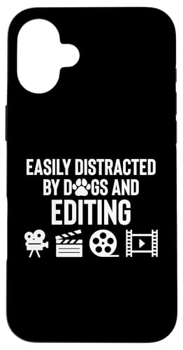 Easily Distracted By Dogs And Editing Editor Hülle für iPhone 16 Plus von Filmemacher Film Bearbeitung Designs