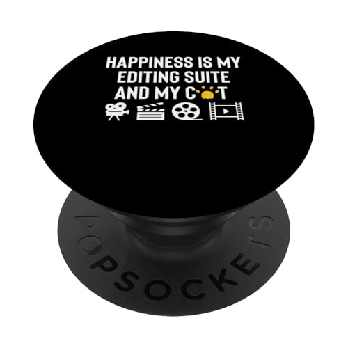 Happiness Is My Editing Bay And My Cat PopSockets Klebender PopGrip Happiness Is My Editing Bay And My Cat PopSockets Klebender PopGrip von Filmemacher Film Bearbeitung Designs