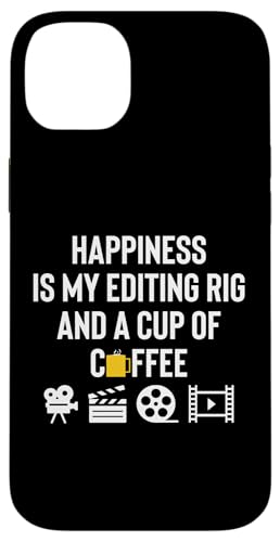 Happiness Is My Editing Rig And A Cup Of Coffee Hülle für iPhone 14 Plus von Filmemacher Film Bearbeitung Designs