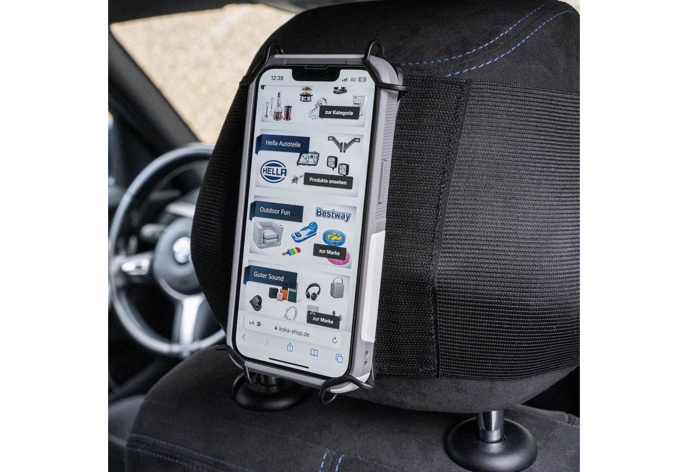 Filmer Universal Auto Rücksitz Halter Kopfstütze Handy-Halterung, (Halterung KFZ PKW Universell passend für Smartphone iPhone) von Filmer