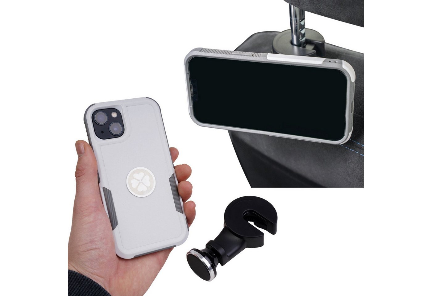 Filmer Universal Auto Rücksitz Kopfstütze Magnet Handy-Halterung, (Halter Halterung verstellbar passend für Smartphone iPhone) von Filmer