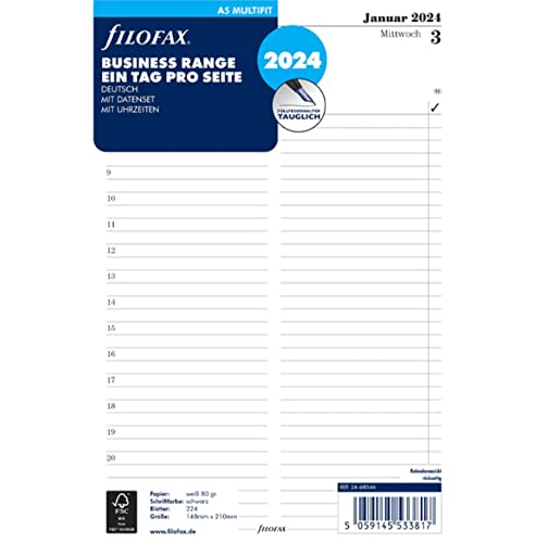 FILOFAX Kalendereinlage A5 Multi 1 Tag pro Seite (Deutsch)2024 von Filofax