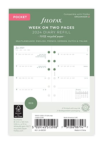 FILOFAX Kalendereinlage Eco Week on Two Pages Diary Refill - Pocket von Filofax