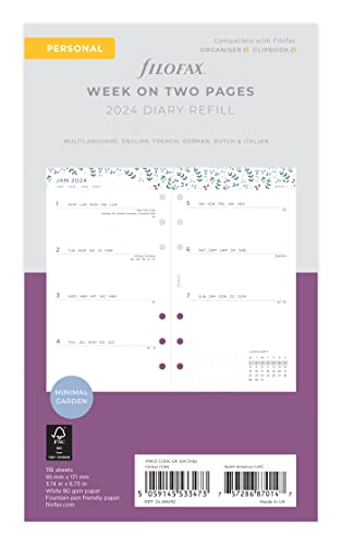 FILOFAX Kalendereinlage Garden week to view Illustrated Diary Refill Pack Personal 2024 von Filofax