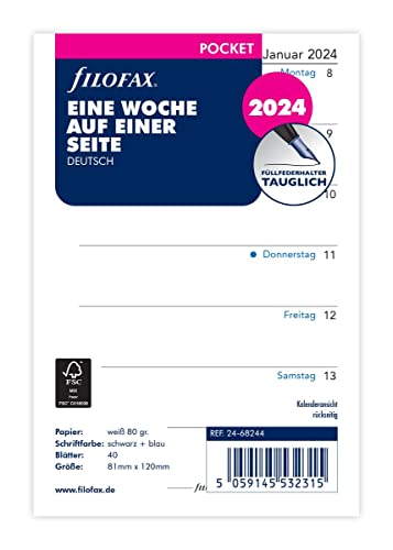 FILOFAX Kalendereinlage Pocket 1 Woche pro Seite (Deutsch)2024 von Filofax