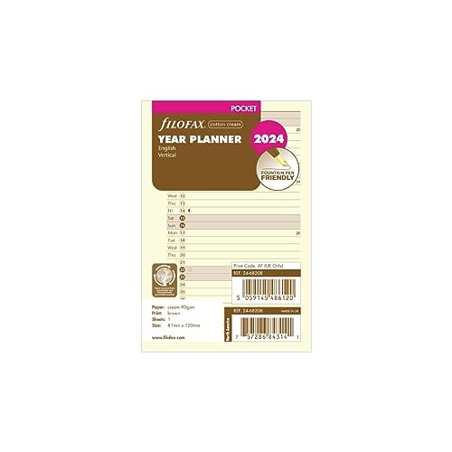 FILOFAX Kalendereinlage Pocket Jahresplanercotton creme (E)2024 von Filofax