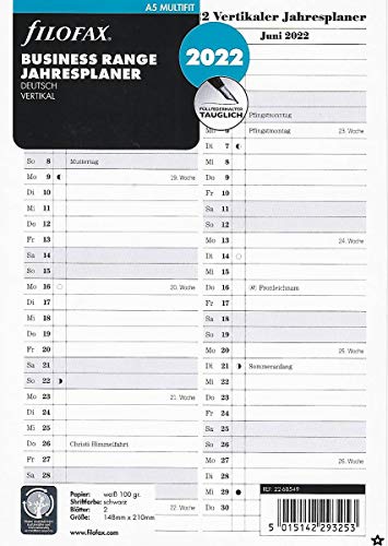 Filofax 2022 A5 Jahresplaner Faltplaner Kalender Leporello DEU vertikal 22-68549 von Filofax