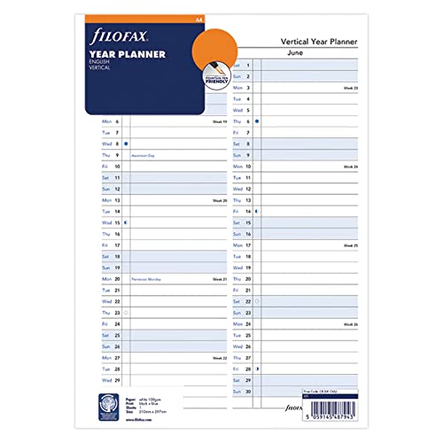 Filofax 2025 A4 Jahresplaner vertikal 25-68702 von Filofax