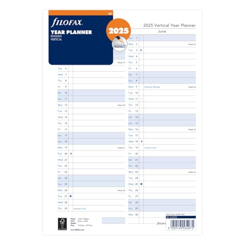 Filofax 2025 A4 Jahresplaner vertikal 25-68702 von Filofax
