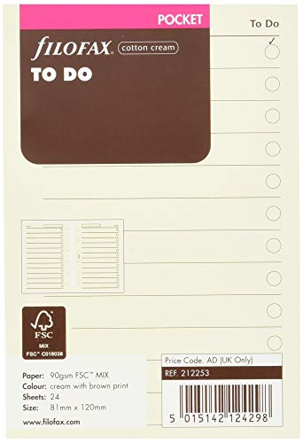 Filofax 212253 Pocket To Do Aktionsblätter, cotton cream von Filofax