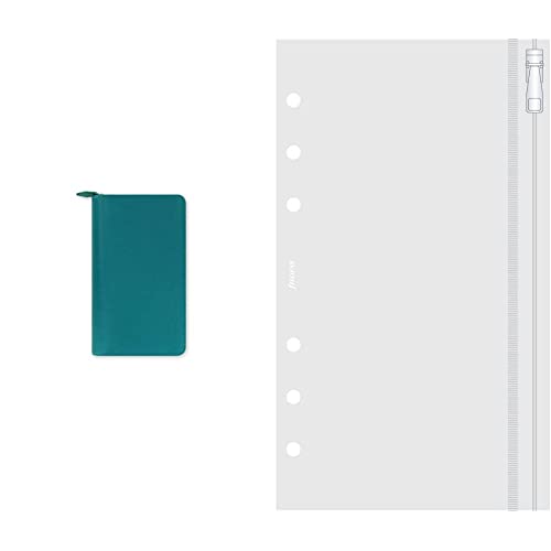 Filofax 22536 Organizer Compact Saffiano Zip, aquamarine & 133618 Personal Klarsichttasche mit Reißverschluss von Filofax
