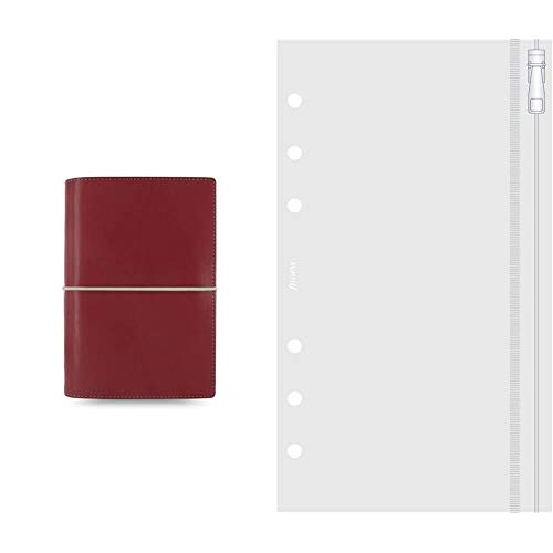 Filofax 27810 Domino Personal Organiser, rot & 133618 Personal Klarsichttasche mit Reißverschluss von Filofax