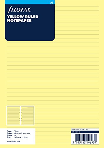 Filofax 343010 Notizpapier A5, liniert, gelb von Filofax