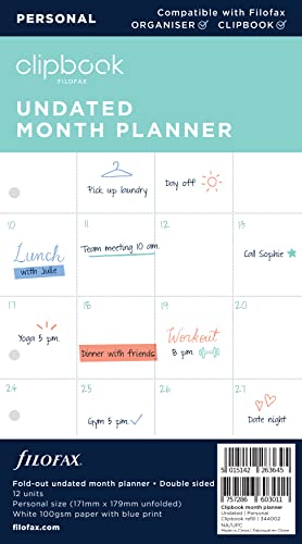 Filofax 344000 Terminplaner, Clipbook Personal Kalender 1 Woche auf 2 Seiten undatiert von Filofax