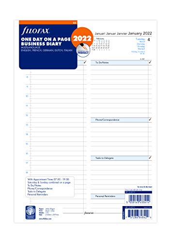 Filofax A4 1 Tag pro Seite (mehrsprachig)2022, 22-68719 von Filofax