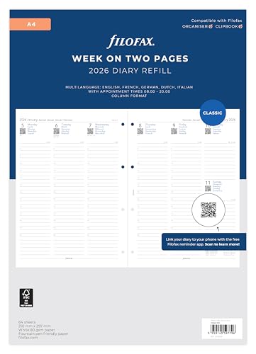 Filofax A4 Woche auf zwei Seiten 5 Sprachen Termine 2026 Terminplaner 26-68714 Filofax A4 Woche auf zwei Seiten 5 Sprachen Termine 2026 Terminplaner 26-68714 von Filofax