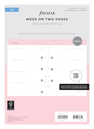 Filofax A5 Confetti WTV Illustrated Diary Refill Pack 2025 von Filofax