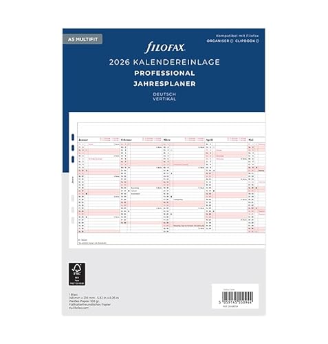 Filofax A5 Professional Jahrespl. (deutsch)2026 von Filofax