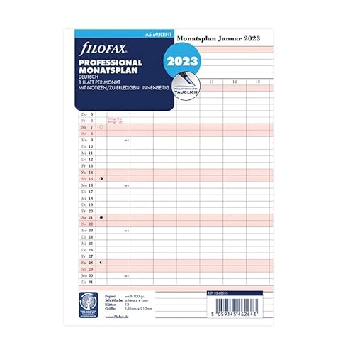 Filofax A5 Professional Monatspl. (deutsch)2023 von Filofax