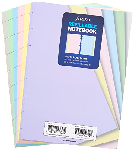 Filofax A5 pastellfarbene Blanko-Notizpapier-Nachfüllpackung. von Filofax