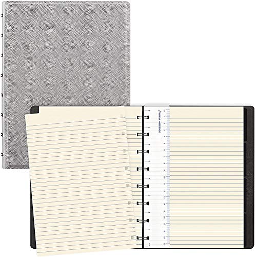 Filofax B115076U Saffiano Metallic Notizbuch, A5, 112 bewegliche Seiten, cremefarben Inklusive 4 Indexen (eine mit Tasche) und Lesezeichen, silberfarben von Filofax