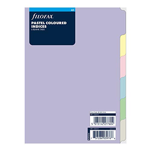 Filofax B1326144 Nachfüllpackung für 6 Register, A5, Pastellfarben, blanko von Filofax