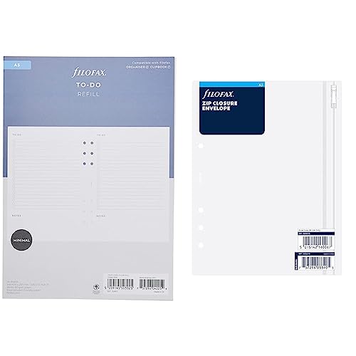 Filofax Einlage To-Do Refill - A5, 132863, White & Umschlag mit Reißverschluss von Filofax