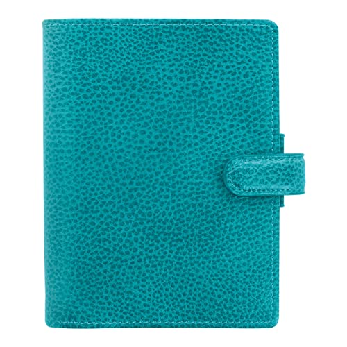 Filofax Finsbury Terminplaner, Taschenformat, Aqua – traditionelles genarbtes Leder, sechs Ringe, Wochenkalender, mehrsprachig, 2024 (C025445-24) von Filofax