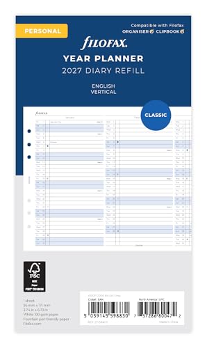 Filofax Kalender Personal Jahresplaner vertikal (englisch)2027 von Filofax
