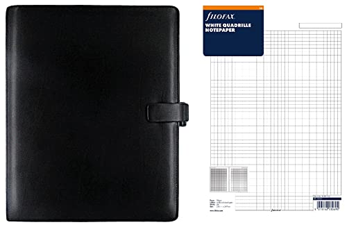 Filofax Metropol Persönlicher Organiser A4 schwarz & 292905 Notizpapier A4, kariert, weiß von Filofax