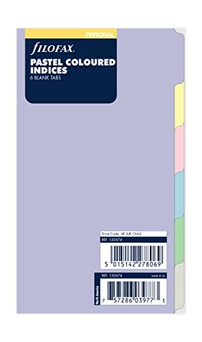 Filofax Pastel Personal 132674 Register, blanko, 6 Stück von Filofax