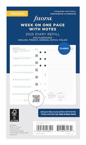 Filofax Persönliche Woche pro Seite mit Notizen, 5-sprachiger Terminplaner für 2025 Filofax Persönliche Woche pro Seite mit Notizen, 5-sprachiger Terminplaner für 2025 von Filofax