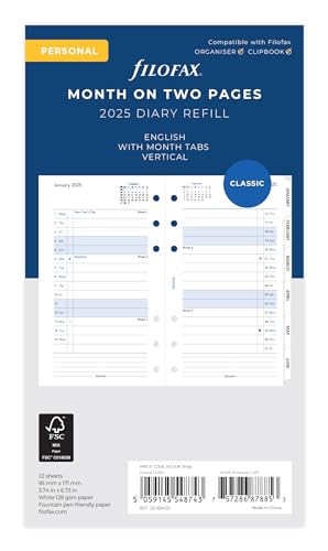Persönlicher Monat auf zwei Seiten, englisches Blockformat, Reiter 2025 Persönlicher Monat auf zwei Seiten, englisches Blockformat, Reiter 2025 von Filofax