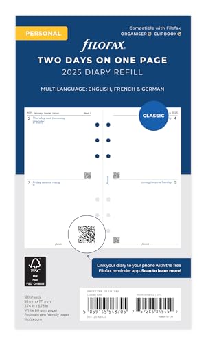 Filofax Persönlicher Terminplaner 2025, zwei Tage pro Seite, 3-sprachig Filofax Persönlicher Terminplaner 2025, zwei Tage pro Seite, 3-sprachig von Filofax