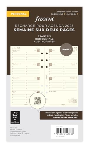 Filofax Personal 1 Woche auf 2 Seiten Cotton Cream französisch 2025 von Filofax