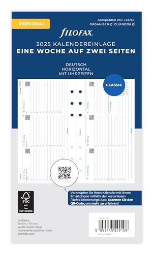 Filofax Personal 1 Woche auf 2 Seiten. horiz.(deutsch)2025 von Filofax