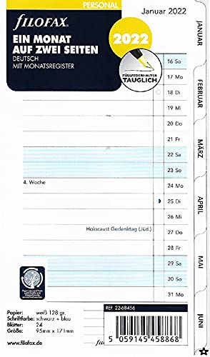 Filofax Personal 1Mo./2S. tabbed (deutsch)2022 22-68456 von Filofax