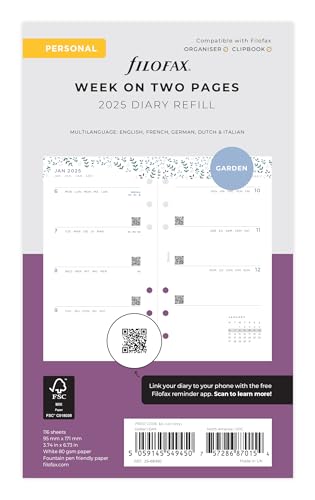 Filofax Personal Garden WTV Illustrated Diary Refill Pack 2025 von Filofax