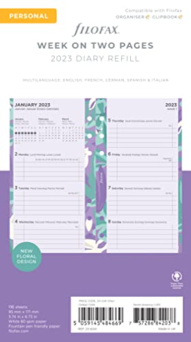 Filofax Personal Illustrated Diary Floral 1 Woche auf 2 Seiten (mehrsprachig) 2023, 23-6341 von Filofax