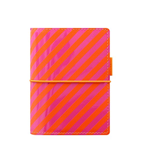 Filofax Pocket Domino Patent orange/pink stripes organiser von Filofax